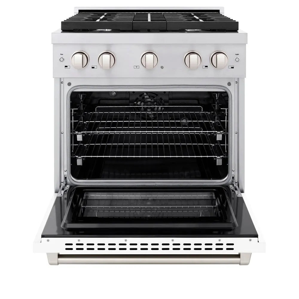 ZLINE Paramount 30-inch range in stainless steel with white matte door SDR-WM-30, front view