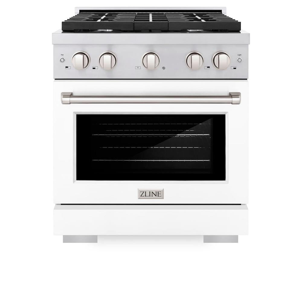 ZLINE Paramount 30-inch range in stainless steel with white matte door SGR-WM-30, front view