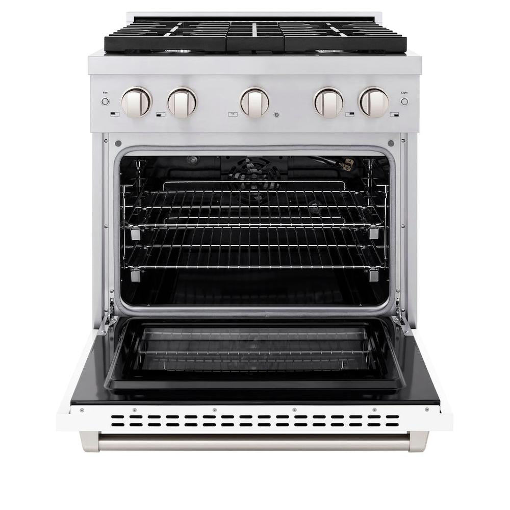 ZLINE Paramount 30-inch range in stainless steel with white matte door SGR-WM-30, front view