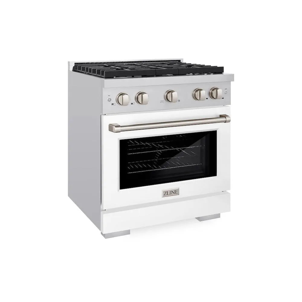 ZLINE Paramount 30-inch range in stainless steel with white matte door SGR-WM-30