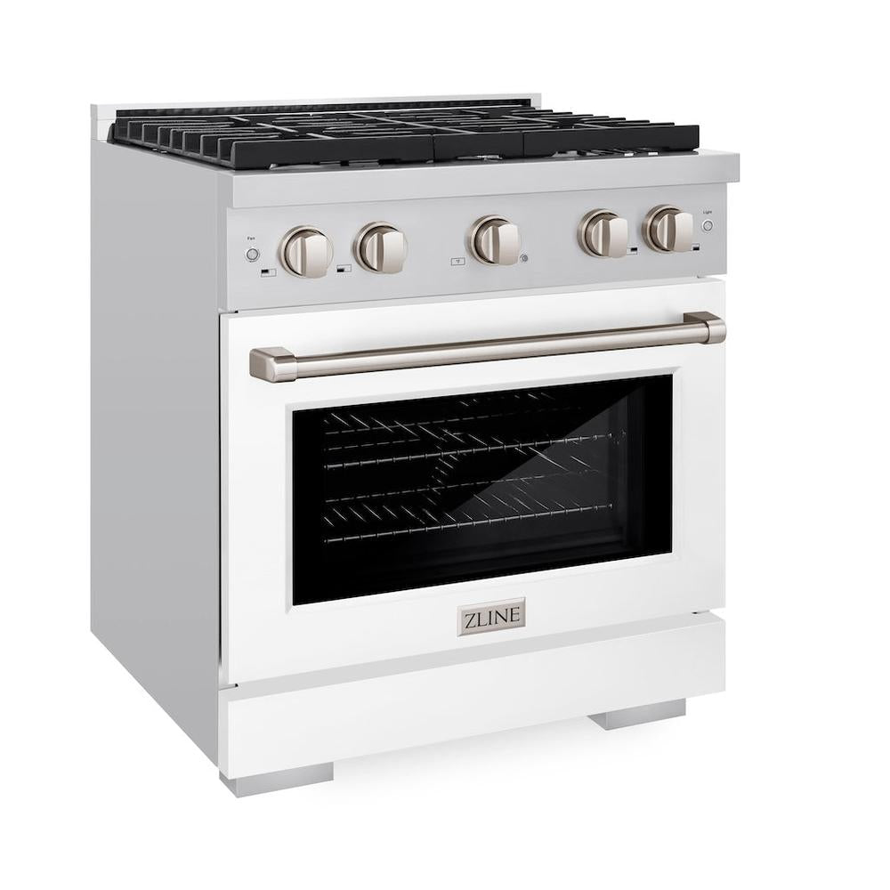 ZLINE Paramount 30-inch range in stainless steel with white matte door SGR-WM-30, view 5