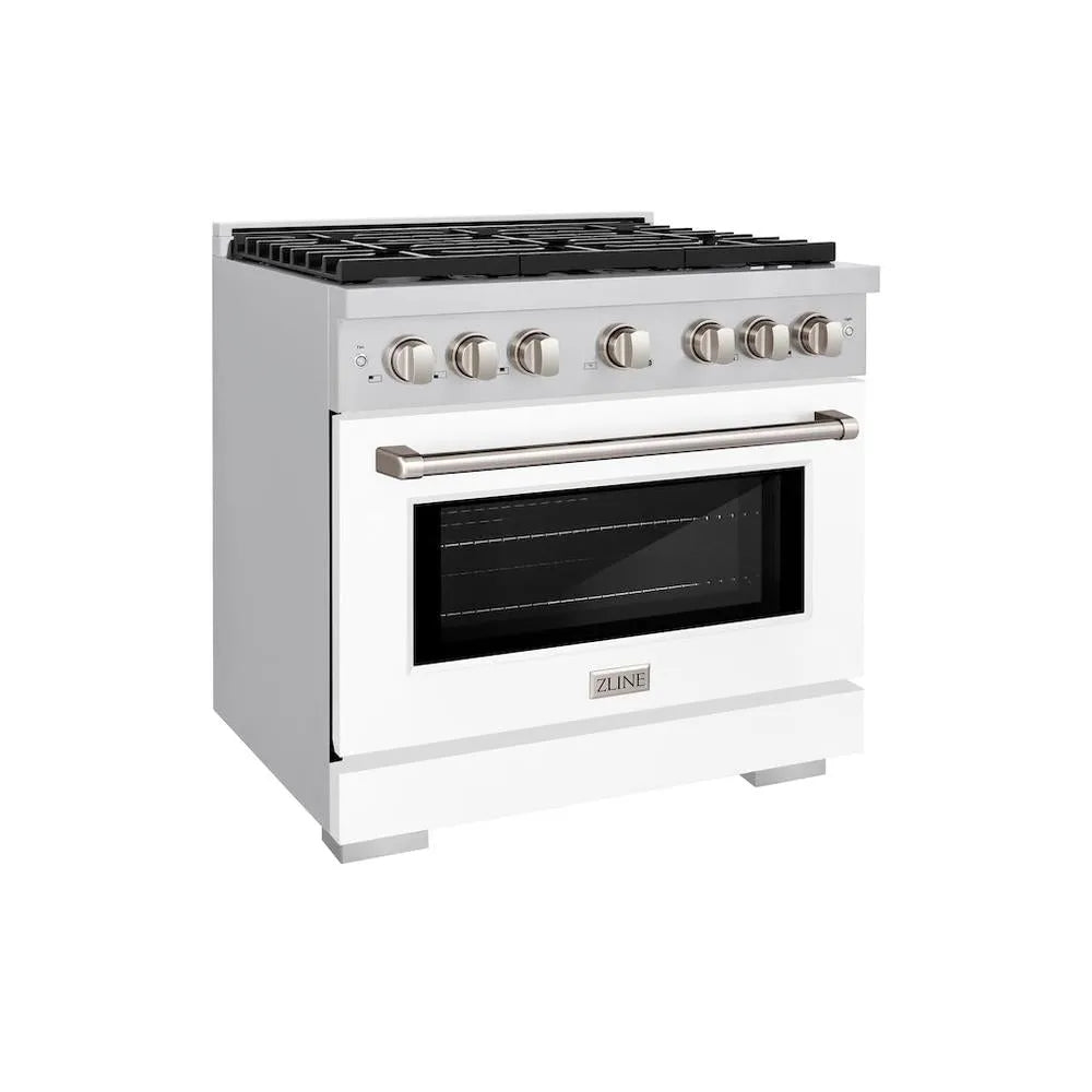 ZLINE Paramount 36-inch range in stainless steel with white matte door SGR-WM-36