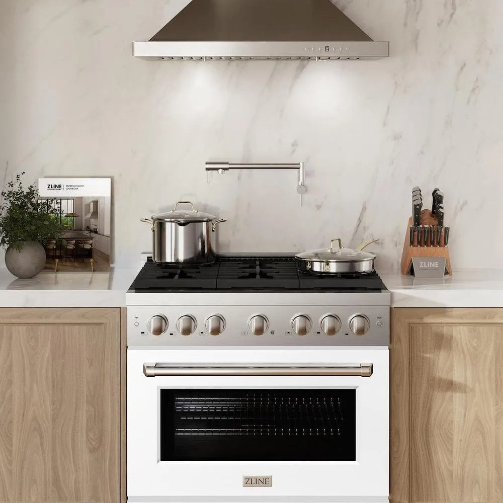 ZLINE Paramount 36-inch range in stainless steel with white matte door SGR-WM-36, view 2