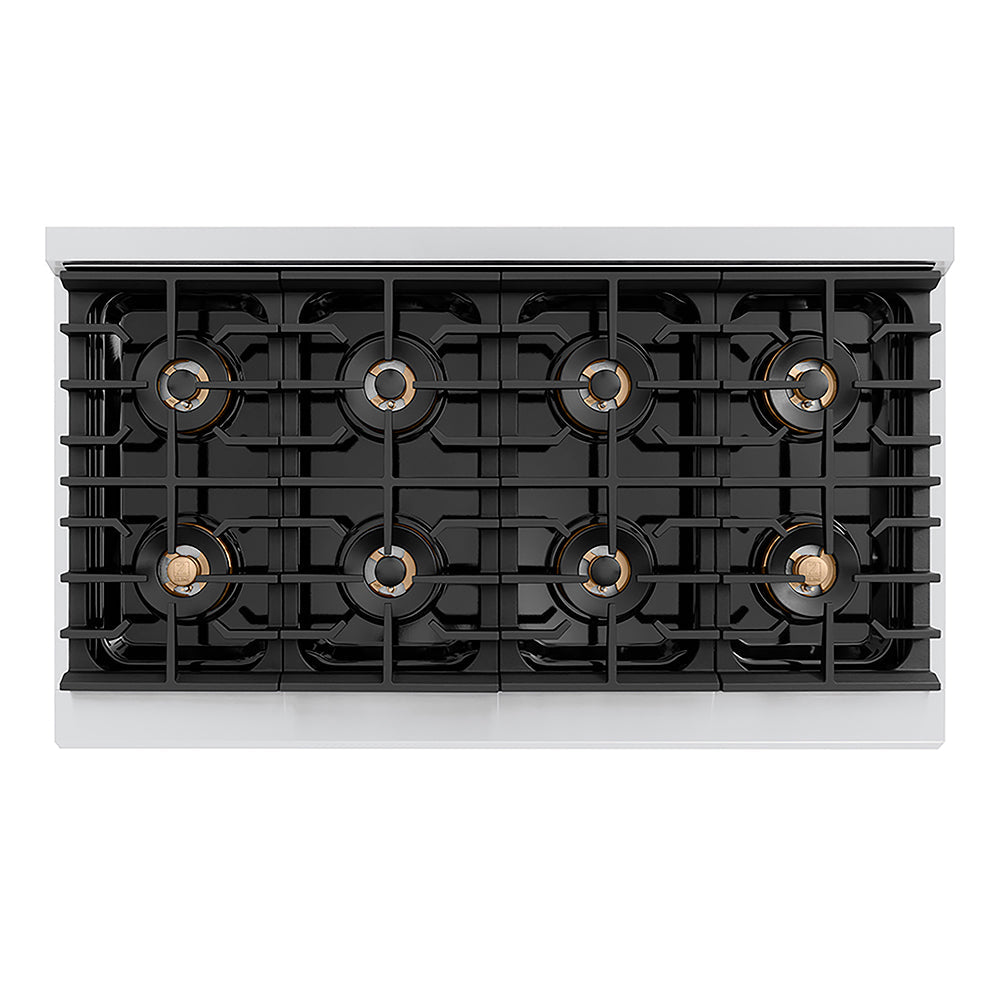 ZLINE Autograph Edition Paramount 48-inch rangetop in stainless steel and champagne bronze accents PSRTZ-48-CB, from above