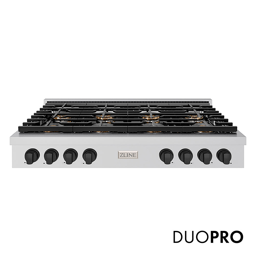 ZLINE Autograph Edition Paramount 48-inch rangetop in stainless steel and matte black accents PSRTZ-48-MB