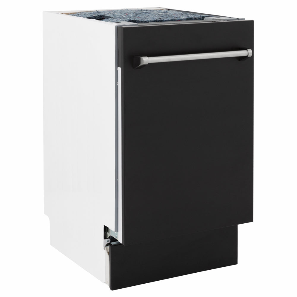 ZLINE Tallac 18-inch dishwasher in black matte DWV-BLM-18, side view