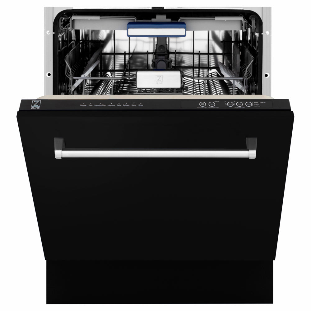ZLINE Tallac 24-inch dishwasher in black matte DWV-BLM-24, front view