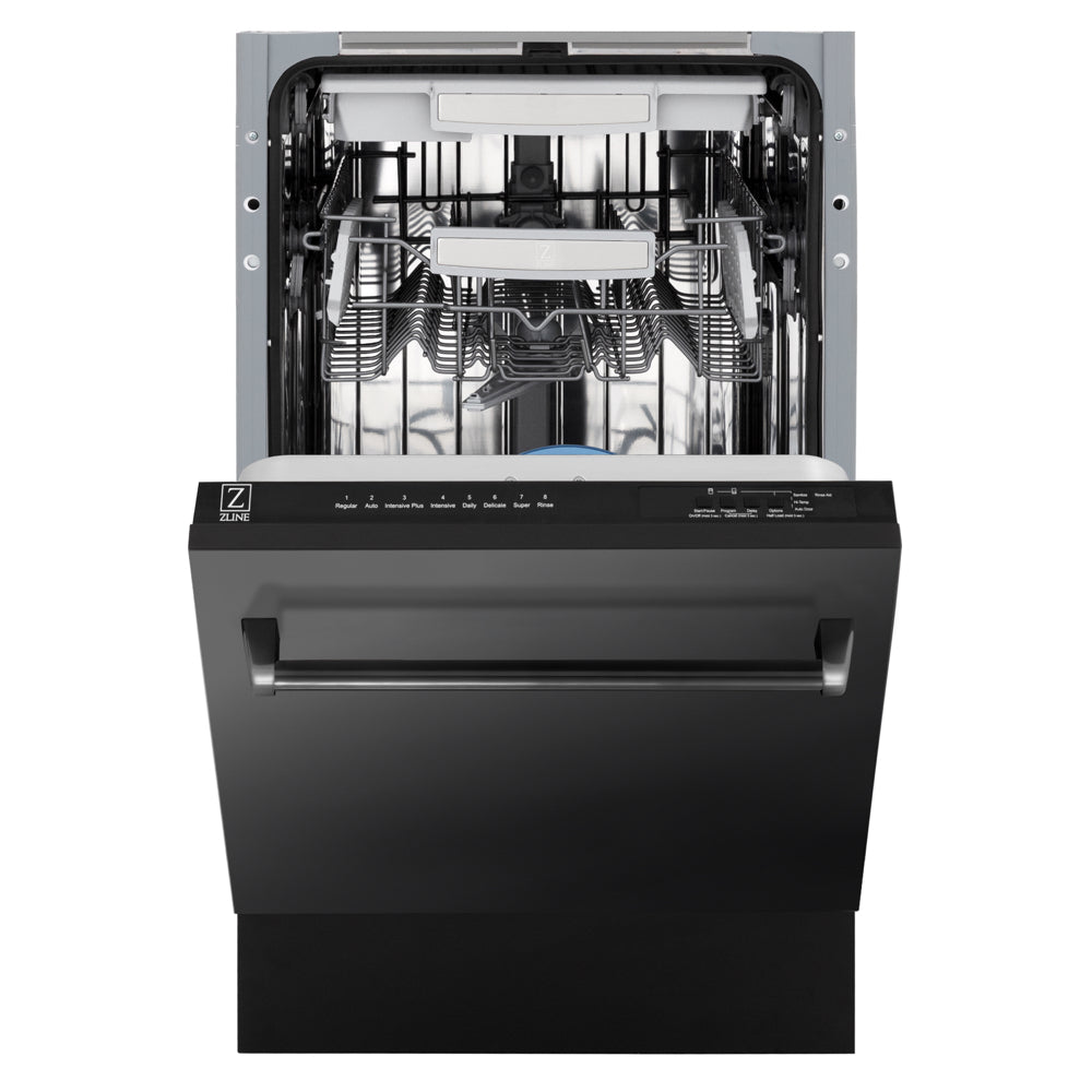 ZLINE Tallac 18-inch dishwasher in black stainless steel DWV-BS-18, front view