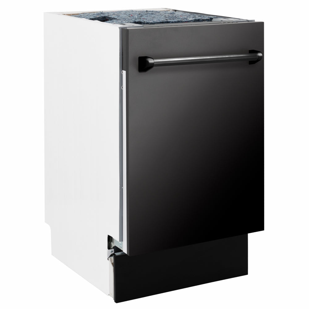 ZLINE Tallac 18-inch dishwasher in black stainless steel DWV-BS-18, side view