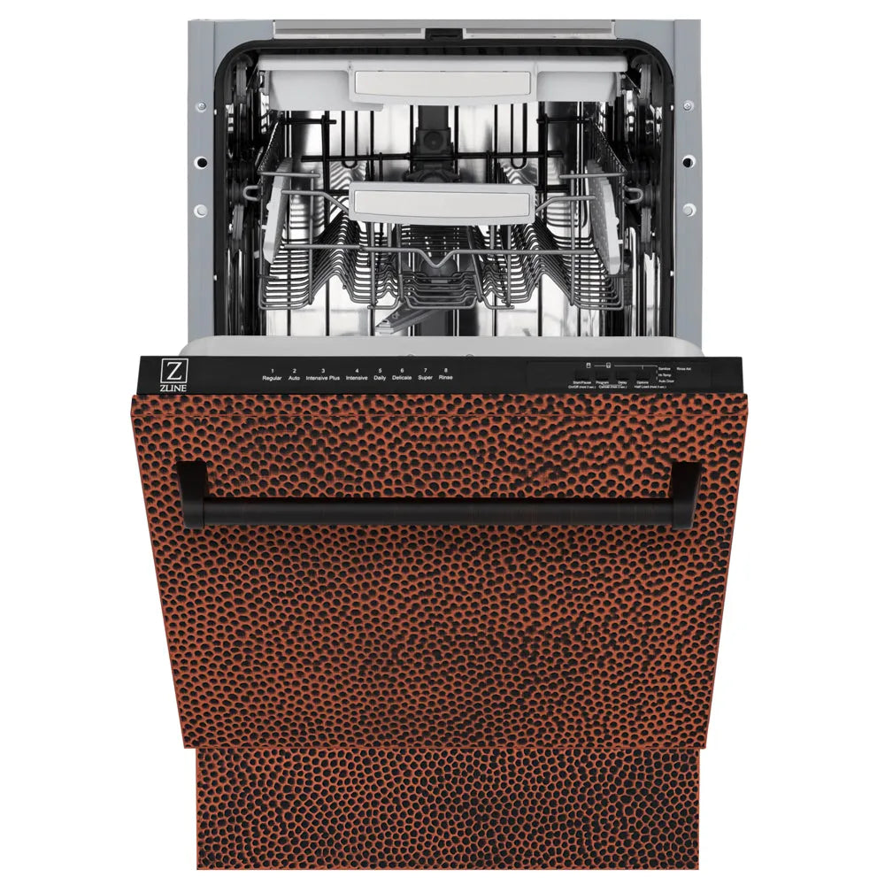ZLINE Tallac 18-inch dishwasher in hand-hammered copper DWV-HH-18, front view