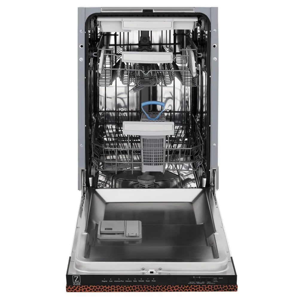 ZLINE Tallac 18-inch dishwasher in hand-hammered copper DWV-HH-18, front view