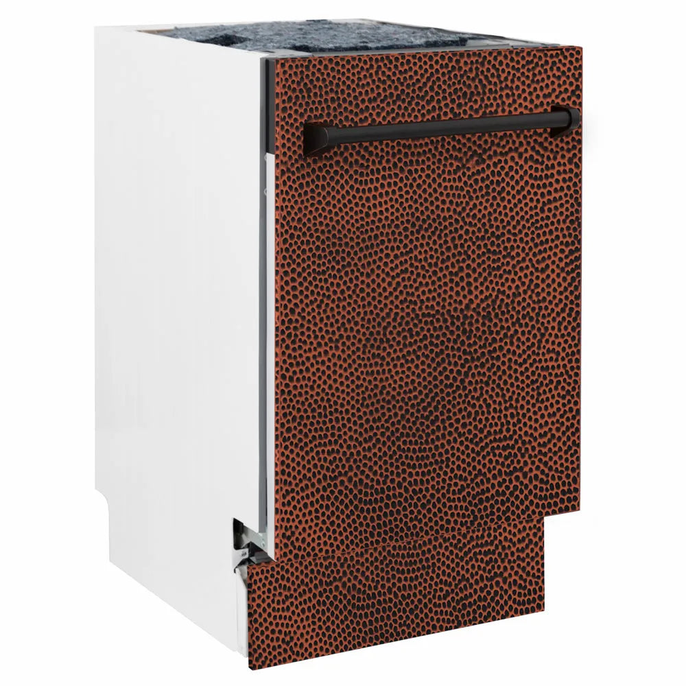 ZLINE Tallac 18-inch dishwasher in hand-hammered copper DWV-HH-18, side view