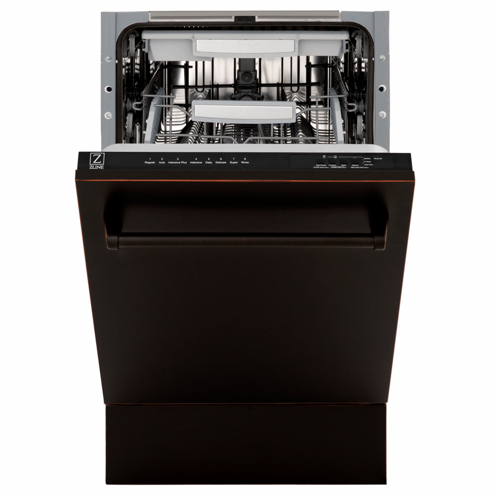 ZLINE Tallac 18-inch dishwasher in oil-rubbed bronze DWV-ORB-18, front view