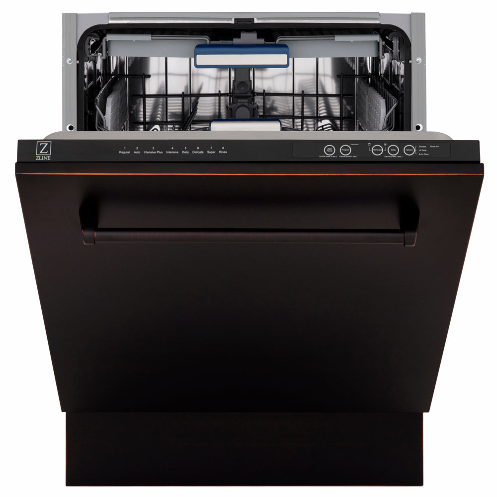 ZLINE Tallac 24-inch dishwasher in oil-rubbed bronze DWV-ORB-24, door open