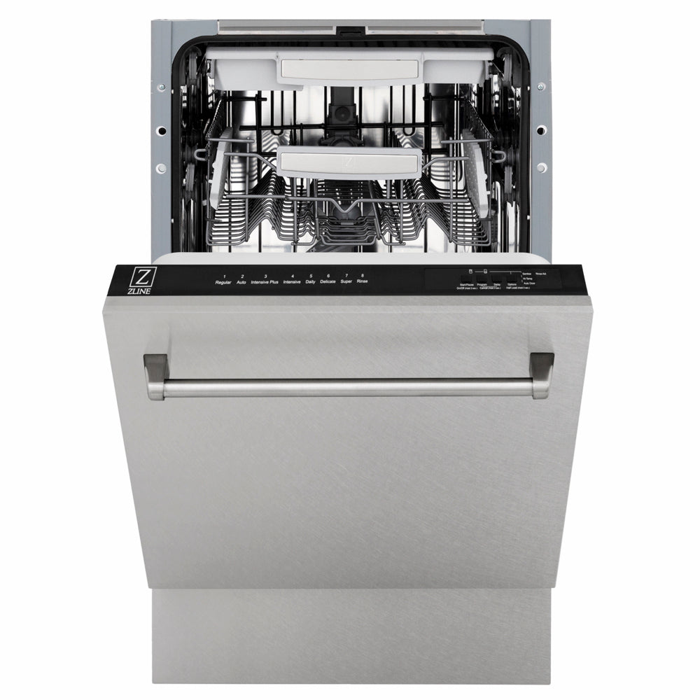 ZLINE Tallac 18-inch dishwasher in satin stainless steel DWV-SN-18, front view