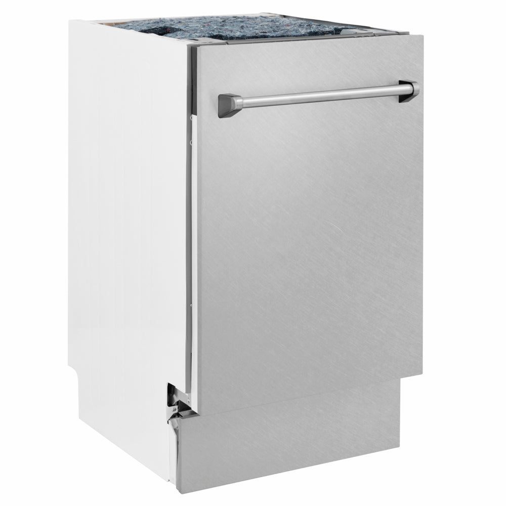 ZLINE Tallac 18-inch dishwasher in satin stainless steel DWV-SN-18, side view