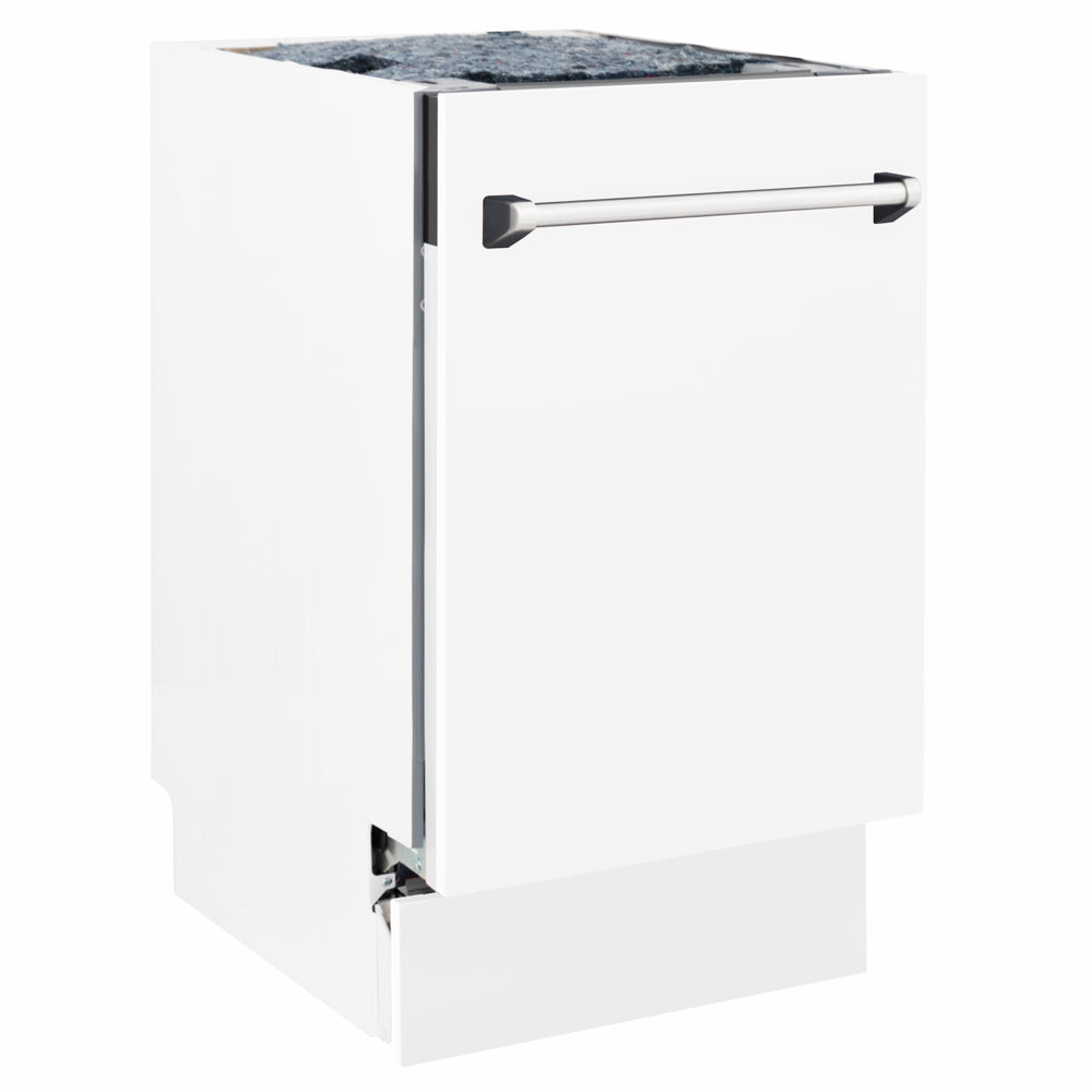 ZLINE Tallac 18-inch dishwasher in white matte DWV-WM-18, side view