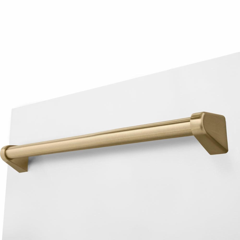 ZLINE Autograph Edition Tallac 18-inch dishwasher in white matte and champagne bronze accents DWVZ-WM-18-CB, detail