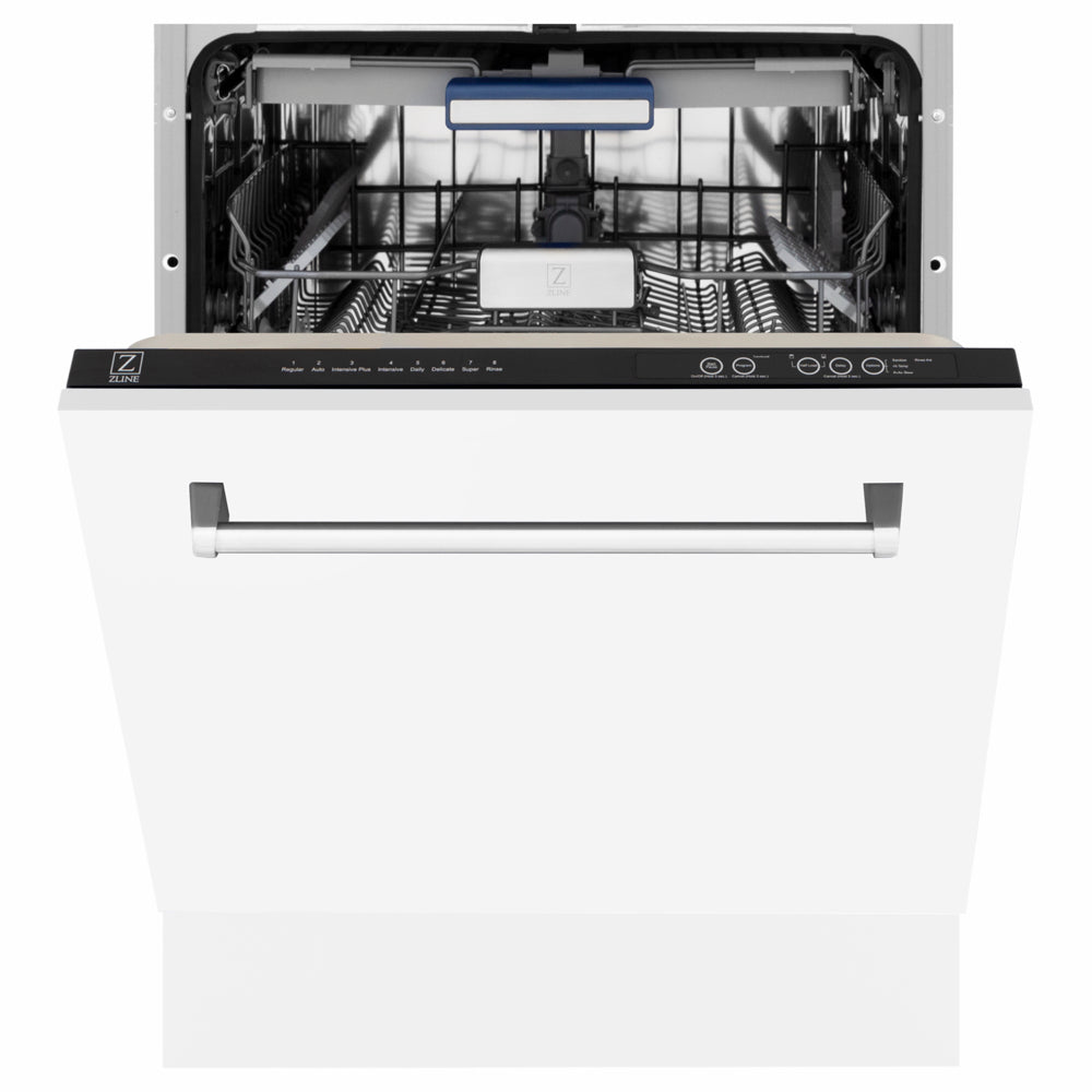 ZLINE Tallac 24-inch dishwasher in white matte DWV-WM-24, front view