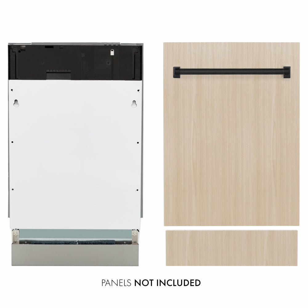ZLINE Autograph Edition Tallac 18-inch dishwasher, panel ready and matte black accents DWVZ-18-MB