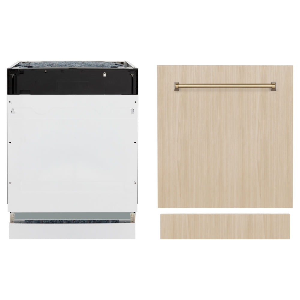 ZLINE Autograph Edition Tallac 24-inch dishwasher, panel ready and champagne bronze accents DWVZ-24-CB, front view
