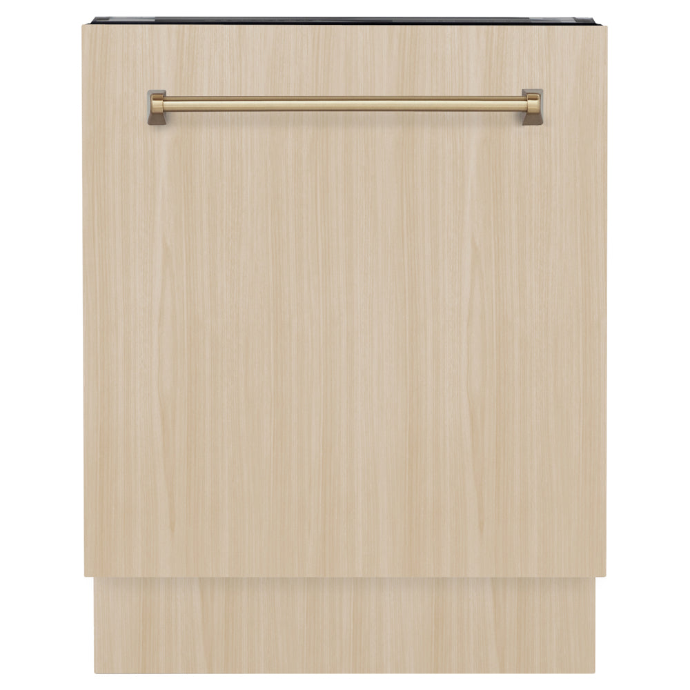 ZLINE Autograph Edition Tallac 24-inch dishwasher, panel ready and champagne bronze accents DWVZ-24-CB, front view