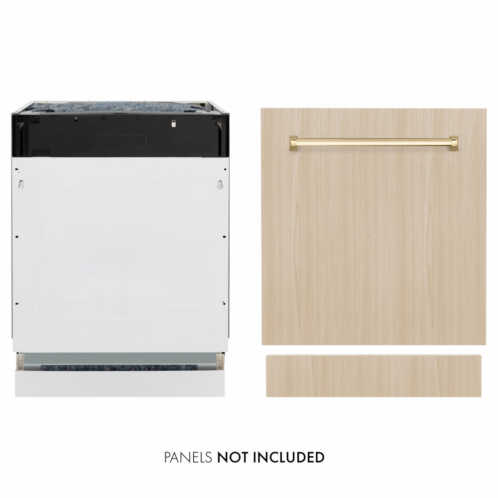 ZLINE Autograph Edition Tallac 24-inch dishwasher, panel ready and polished gold accents DWVZ-24-G