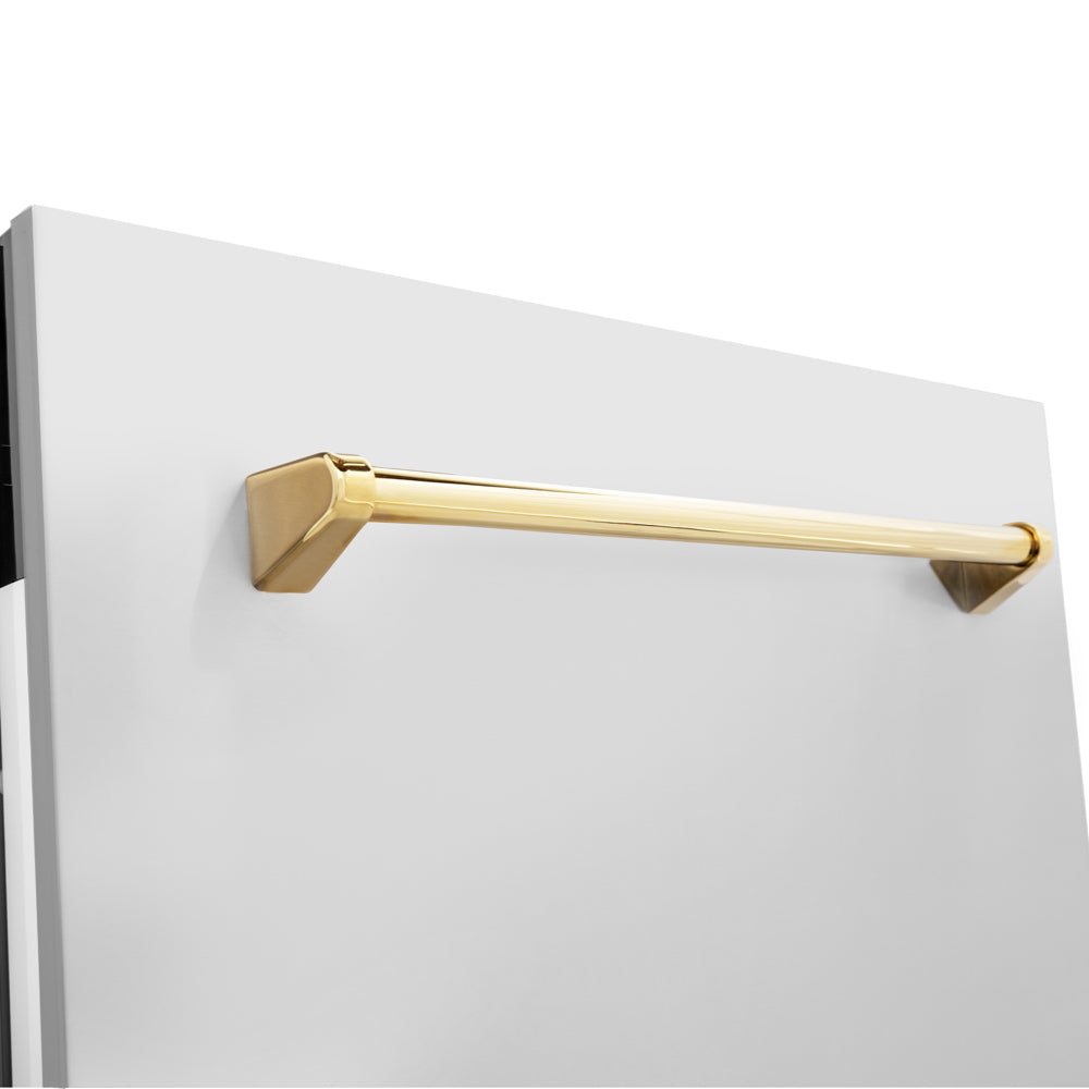 ZLINE Autograph Edition Tallac 24-inch dishwasher in stainless steel and polished gold accents DWVZ-304-24-G, detail