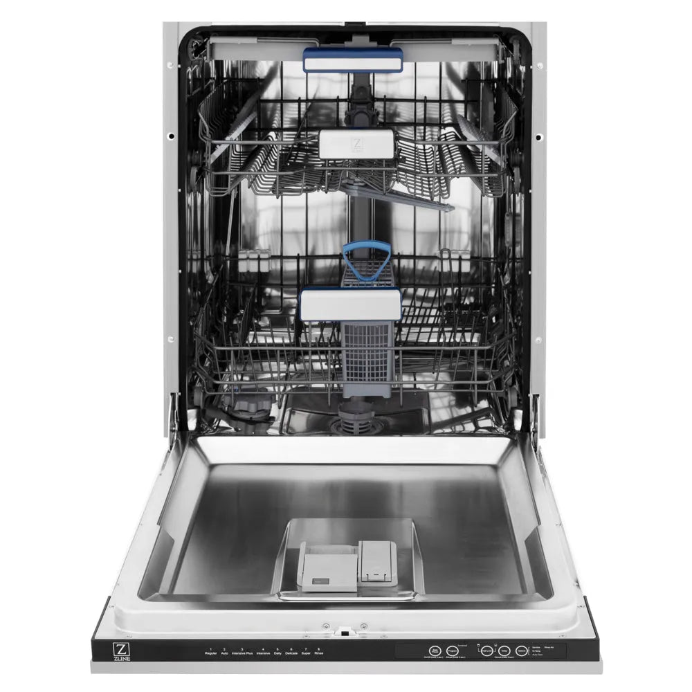 ZLINE Autograph Edition Tallac 24-inch dishwasher in stainless steel and polished gold accents DWVZ-304-24-G, front view