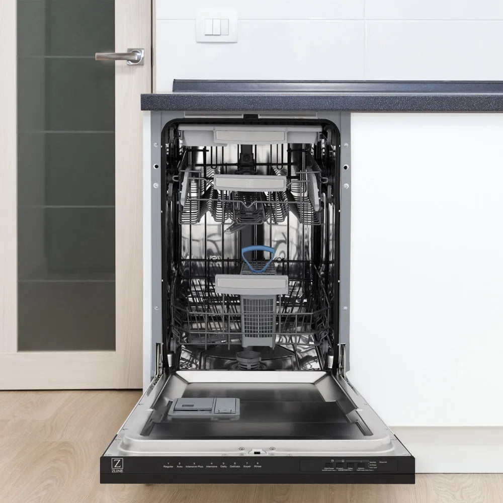 ZLINE Autograph Edition Tallac 18-inch dishwasher in black stainless steel and champagne bronze accents DWVZ-BS-18-CB, view 2