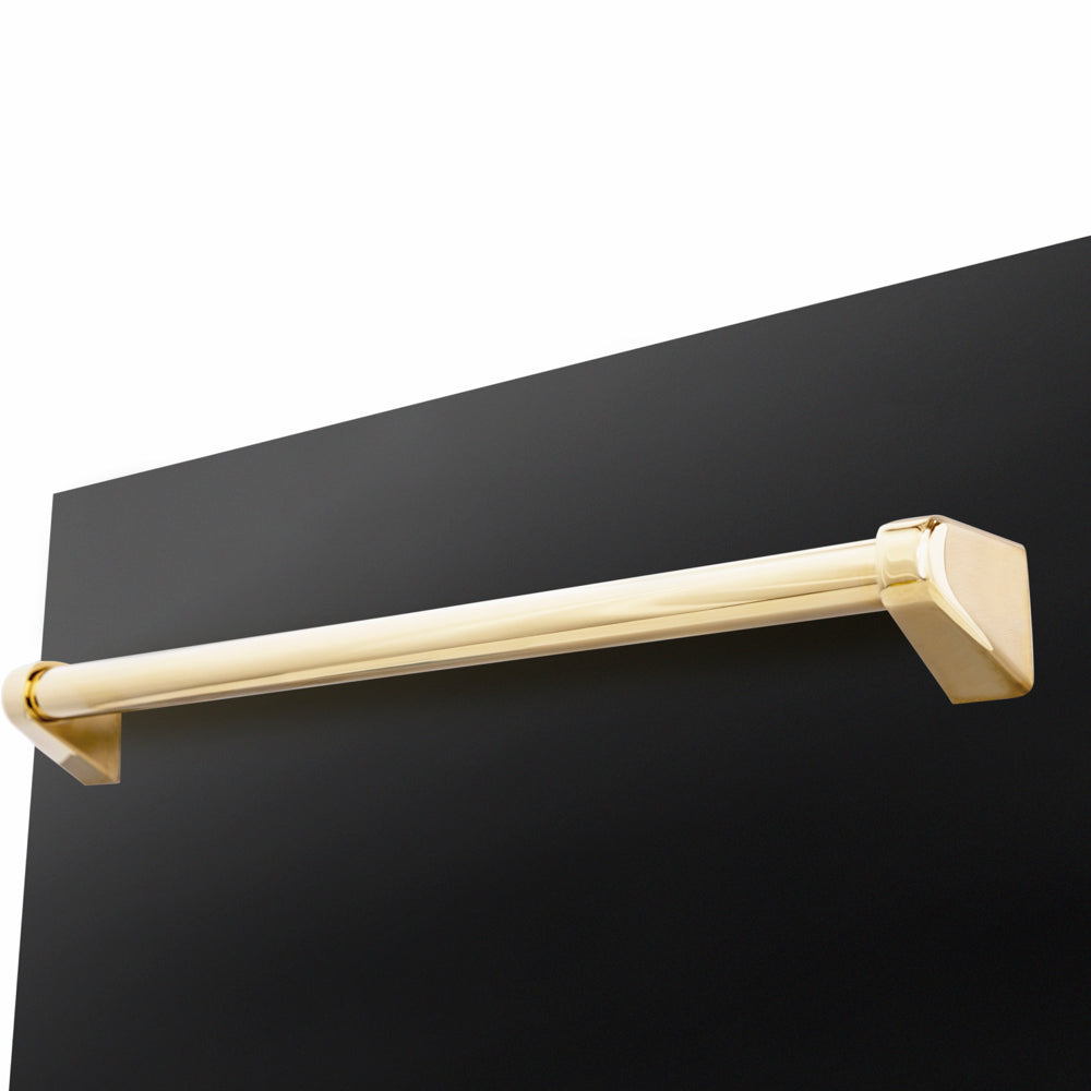 ZLINE Autograph Edition Tallac 18-inch dishwasher in black stainless steel and polished gold accents DWVZ-BS-18-G, detail
