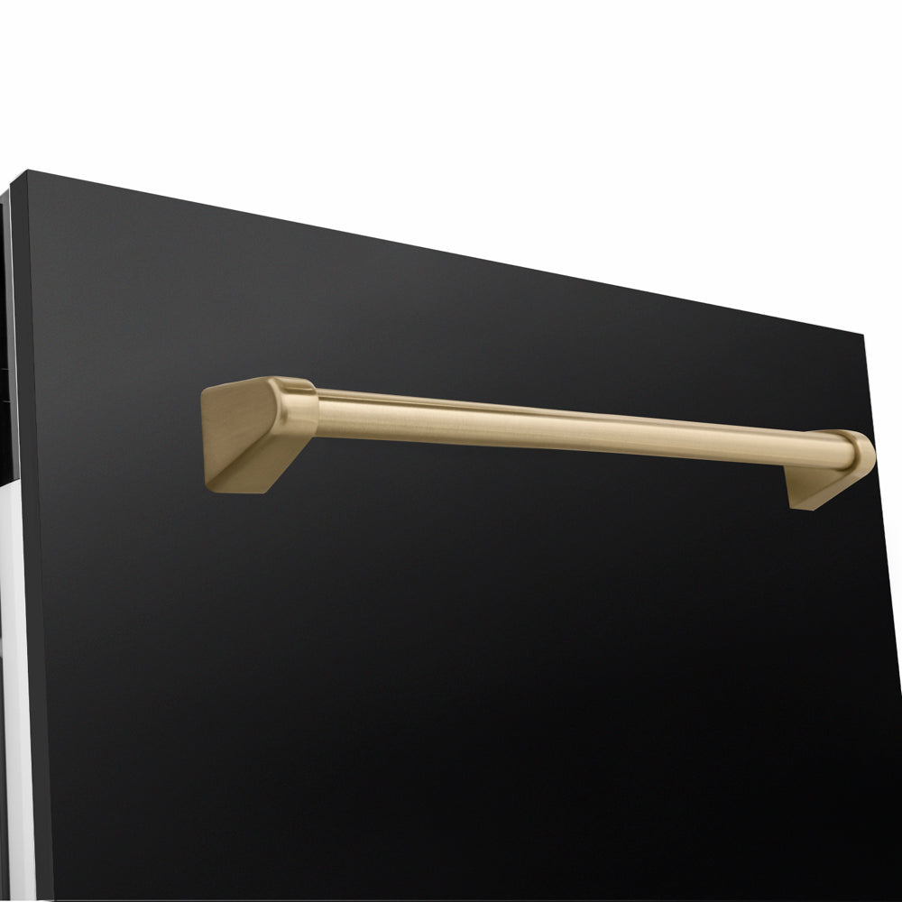 ZLINE Autograph Edition Tallac 24-inch dishwasher in black stainless steel and champagne bronze accents DWVZ-BS-24-CB, detail