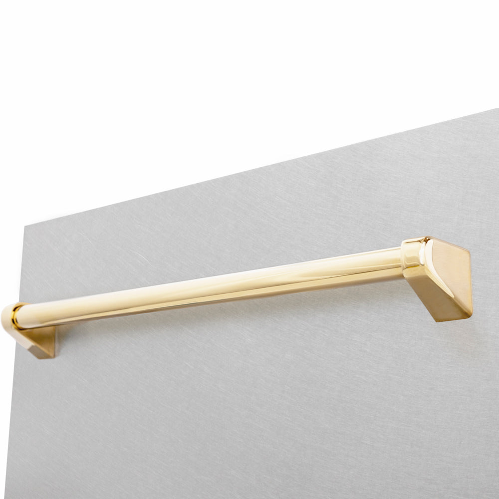 ZLINE Autograph Edition Tallac 18-inch dishwasher in satin stainless steel and polished gold accents DWVZ-SN-18-G, detail