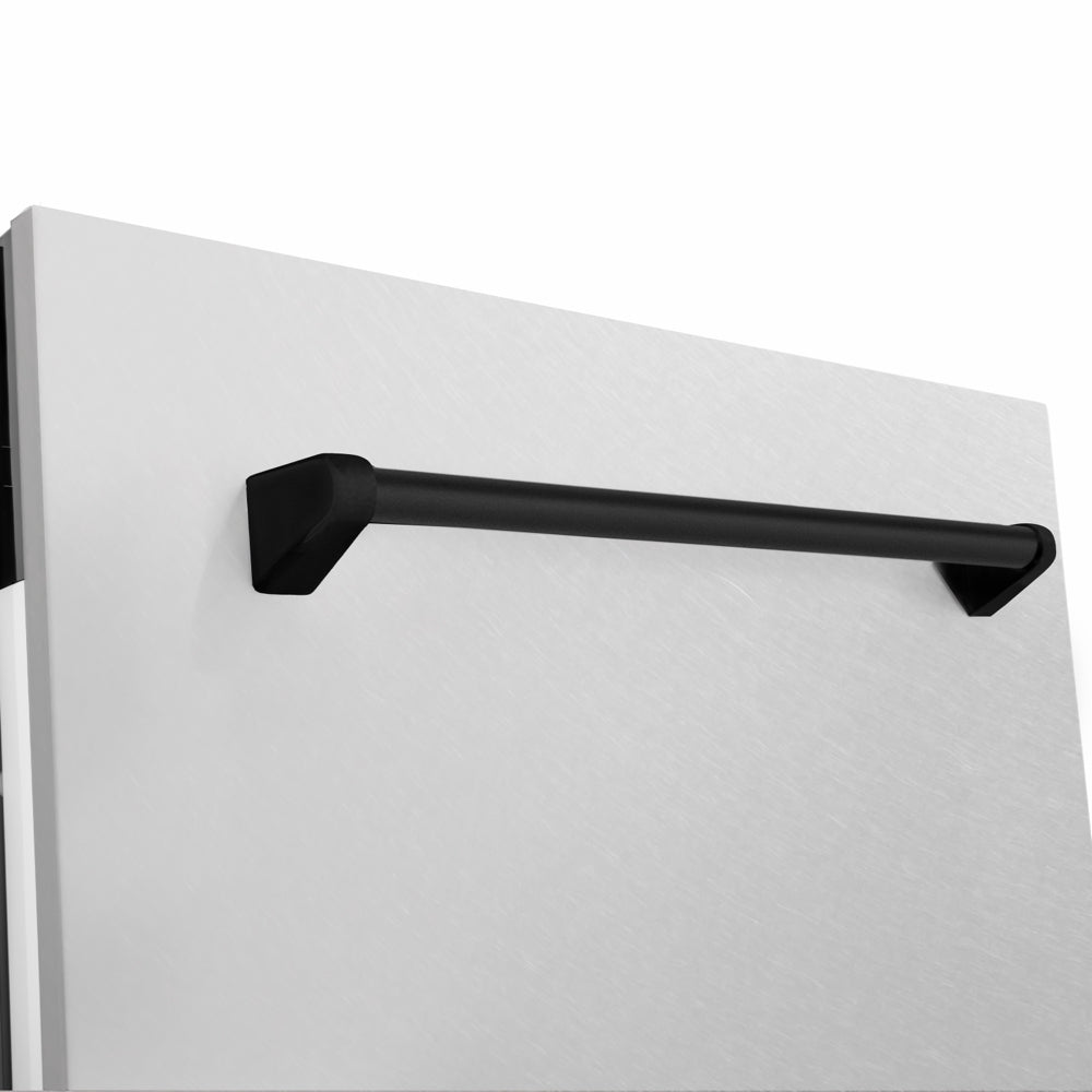 ZLINE Autograph Edition Tallac 24-inch dishwasher in satin stainless steel and matte black accents DWVZ-SN-24-MB, detail