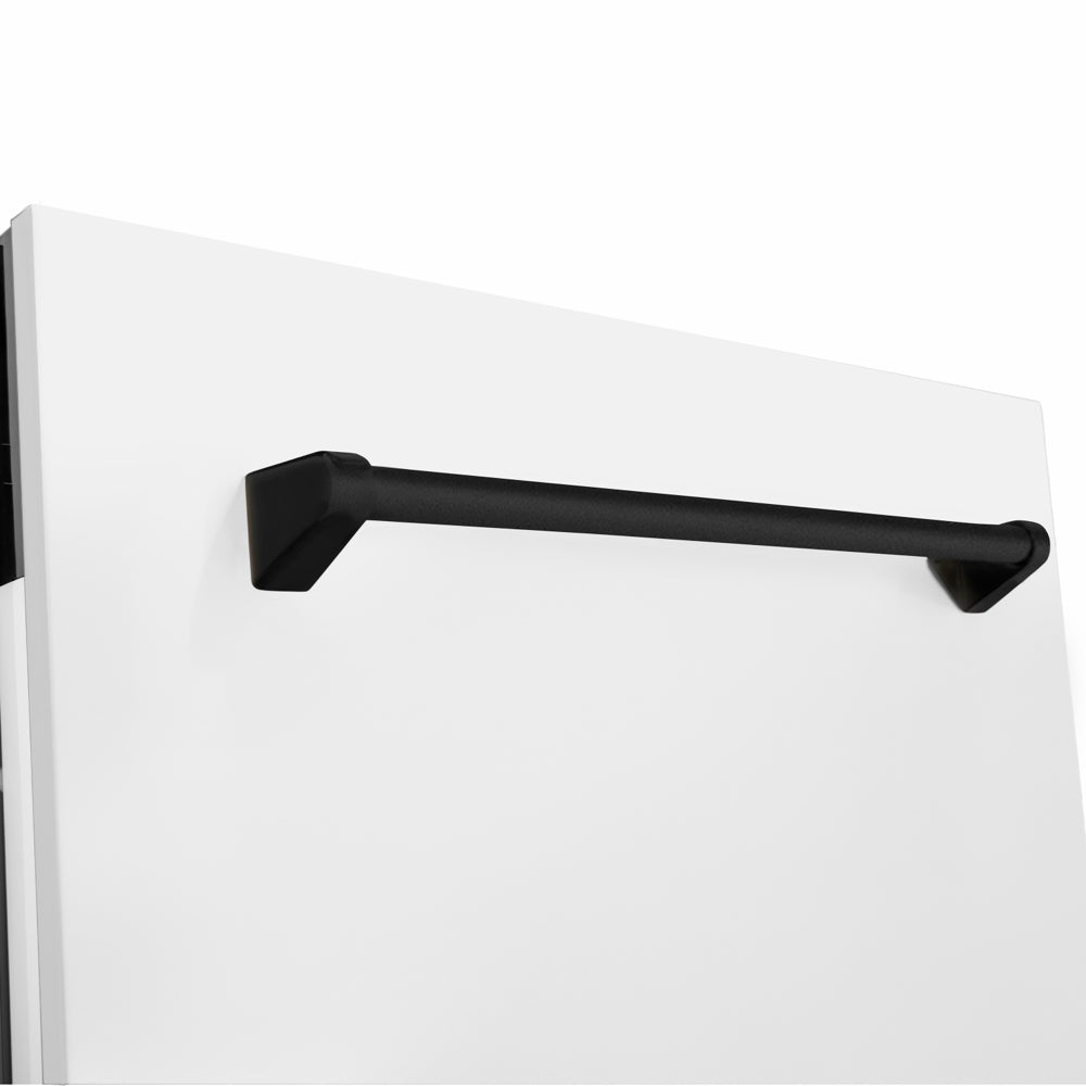 ZLINE Autograph Edition Tallac 24-inch dishwasher in white matte and matte black accents DWVZ-WM-24-MB, detail