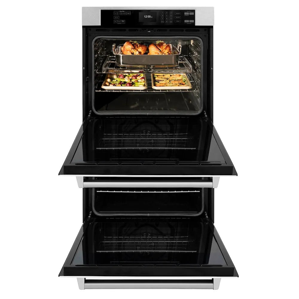 ZLINE Professional 30-inch wall oven in satin stainless steel with white matte door WADS-WM-30, front view