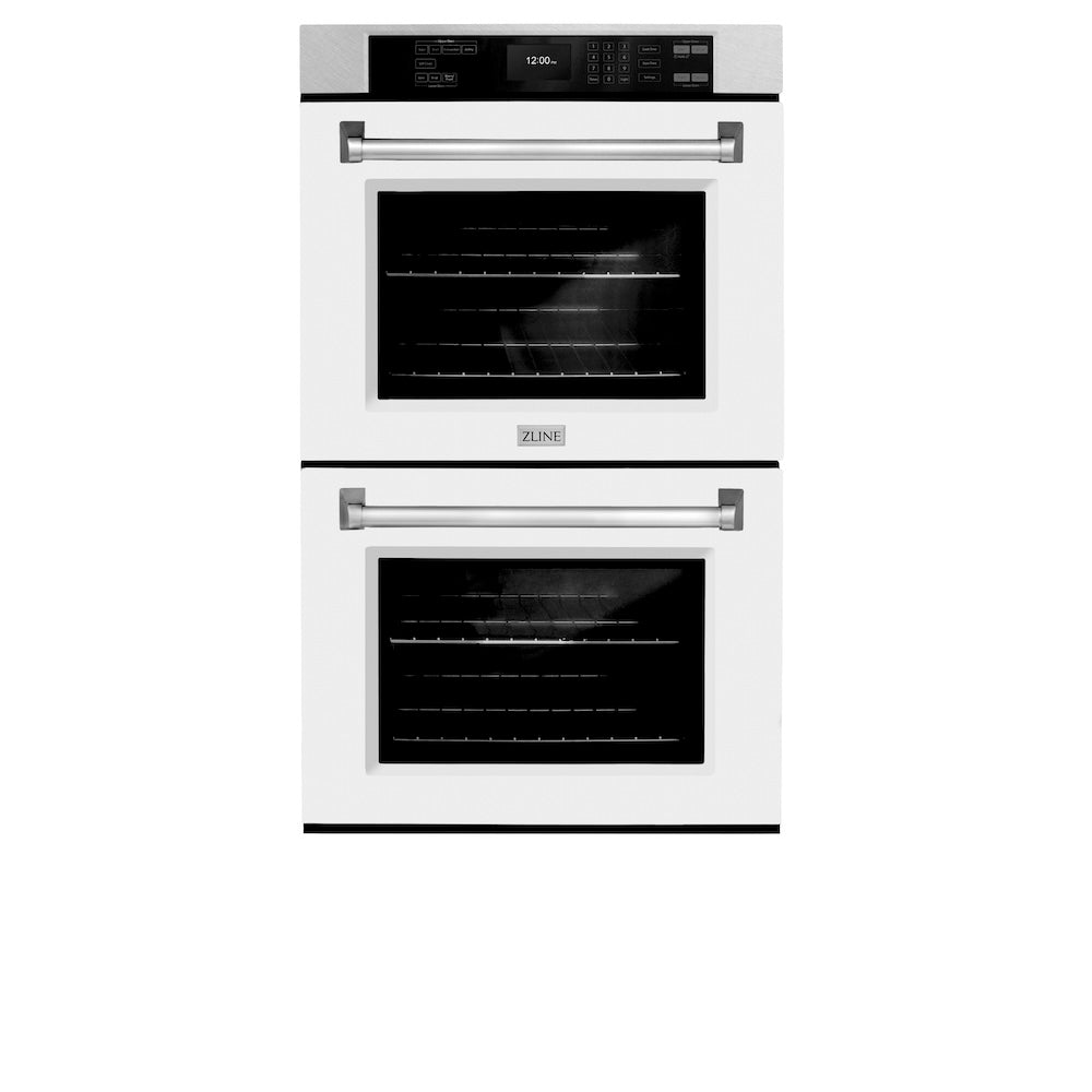 ZLINE Professional 30-inch wall oven in satin stainless steel with white matte door WADS-WM-30, front view