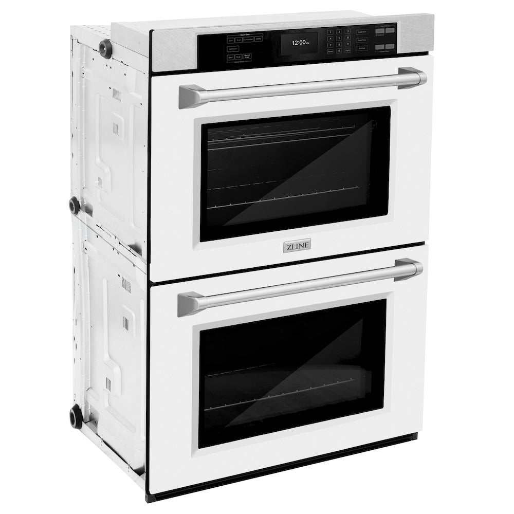 ZLINE Professional 30-inch wall oven in satin stainless steel with white matte door WADS-WM-30, side view