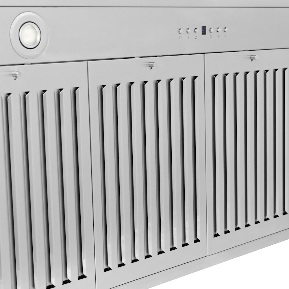 ZLINE Autograph Edition 48-inch range hood in stainless steel and champagne bronze accents KB4STZ-48-CB, detail
