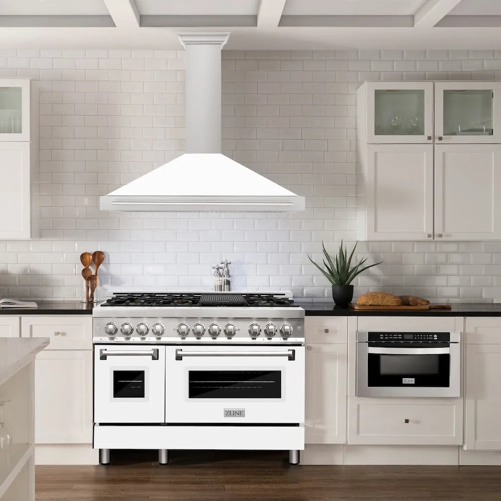 ZLINE 48-inch range hood in white matte KB4STX-WM-48, view 2