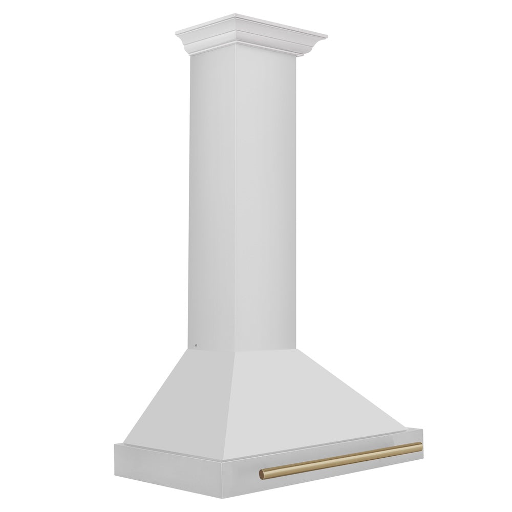 ZLINE Autograph Edition 30-inch range hood in stainless steel and champagne bronze accents KB4STZ-30-CB, side view
