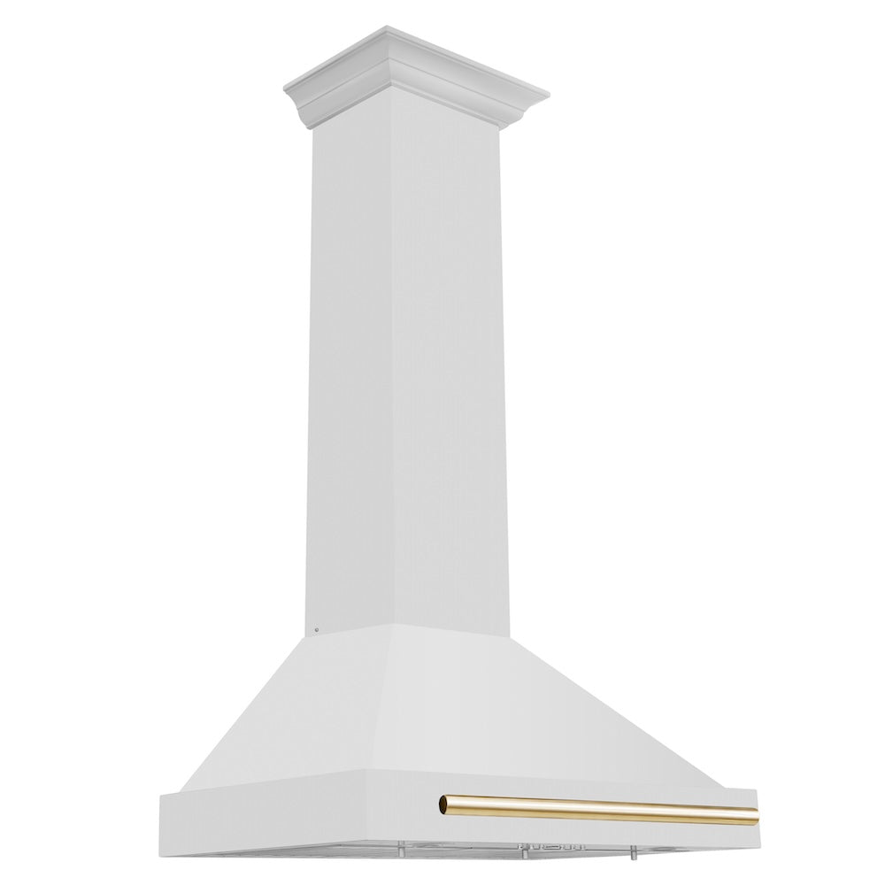 ZLINE Autograph Edition 30-inch range hood in stainless steel and polished gold accents KB4STZ-30-G