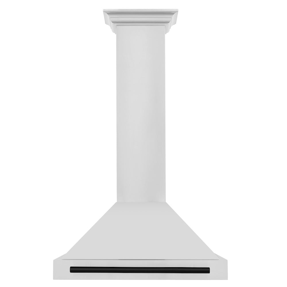 ZLINE Autograph Edition 30-inch range hood in stainless steel and matte black accents KB4STZ-30-MB, front view