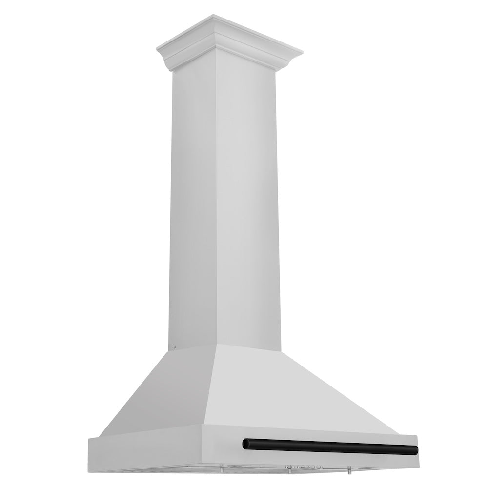 ZLINE Autograph Edition 30-inch range hood in stainless steel and matte black accents KB4STZ-30-MB