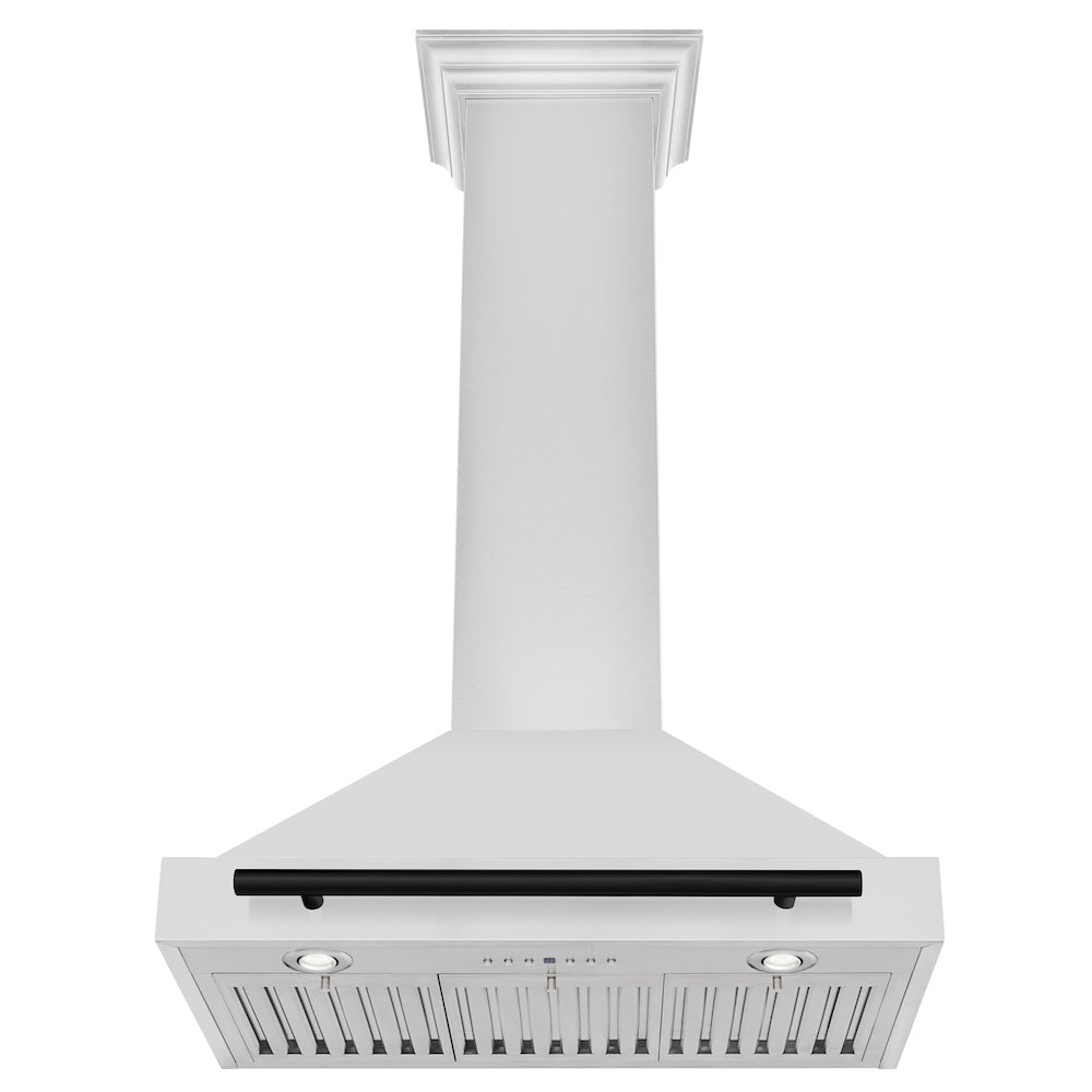 ZLINE Autograph Edition 30-inch range hood in stainless steel and matte black accents KB4STZ-30-MB, view 5