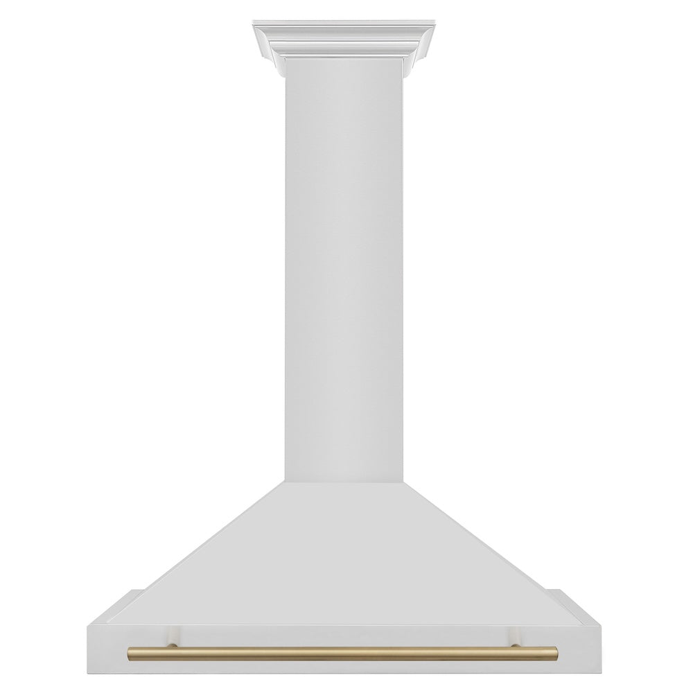 ZLINE Autograph Edition 36-inch range hood in stainless steel and champagne bronze accents KB4STZ-36-CB, front view