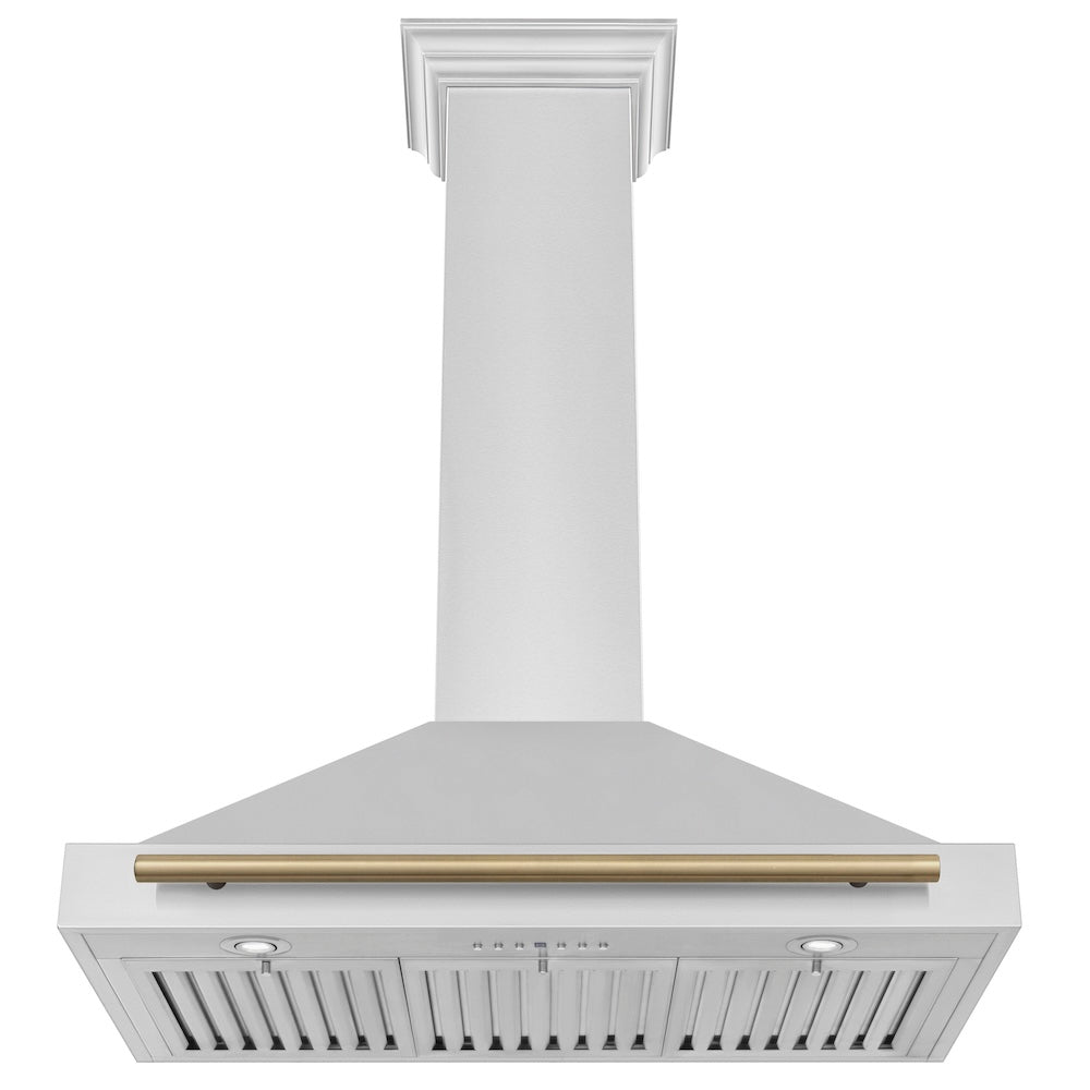 ZLINE Autograph Edition 36-inch range hood in stainless steel and champagne bronze accents KB4STZ-36-CB, view 4
