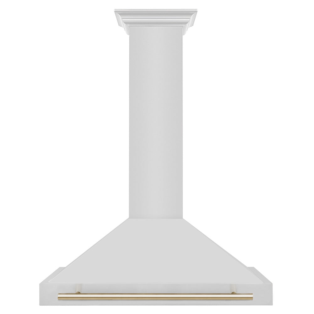 ZLINE Autograph Edition 36-inch range hood in stainless steel and polished gold accents KB4STZ-36-G, front view
