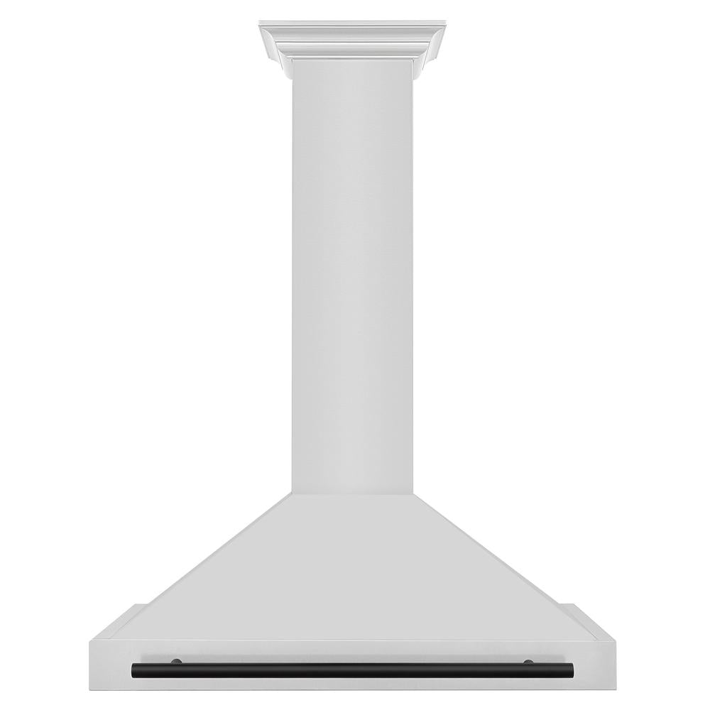 ZLINE Autograph Edition 36-inch range hood in stainless steel and matte black accents KB4STZ-36-MB, front view