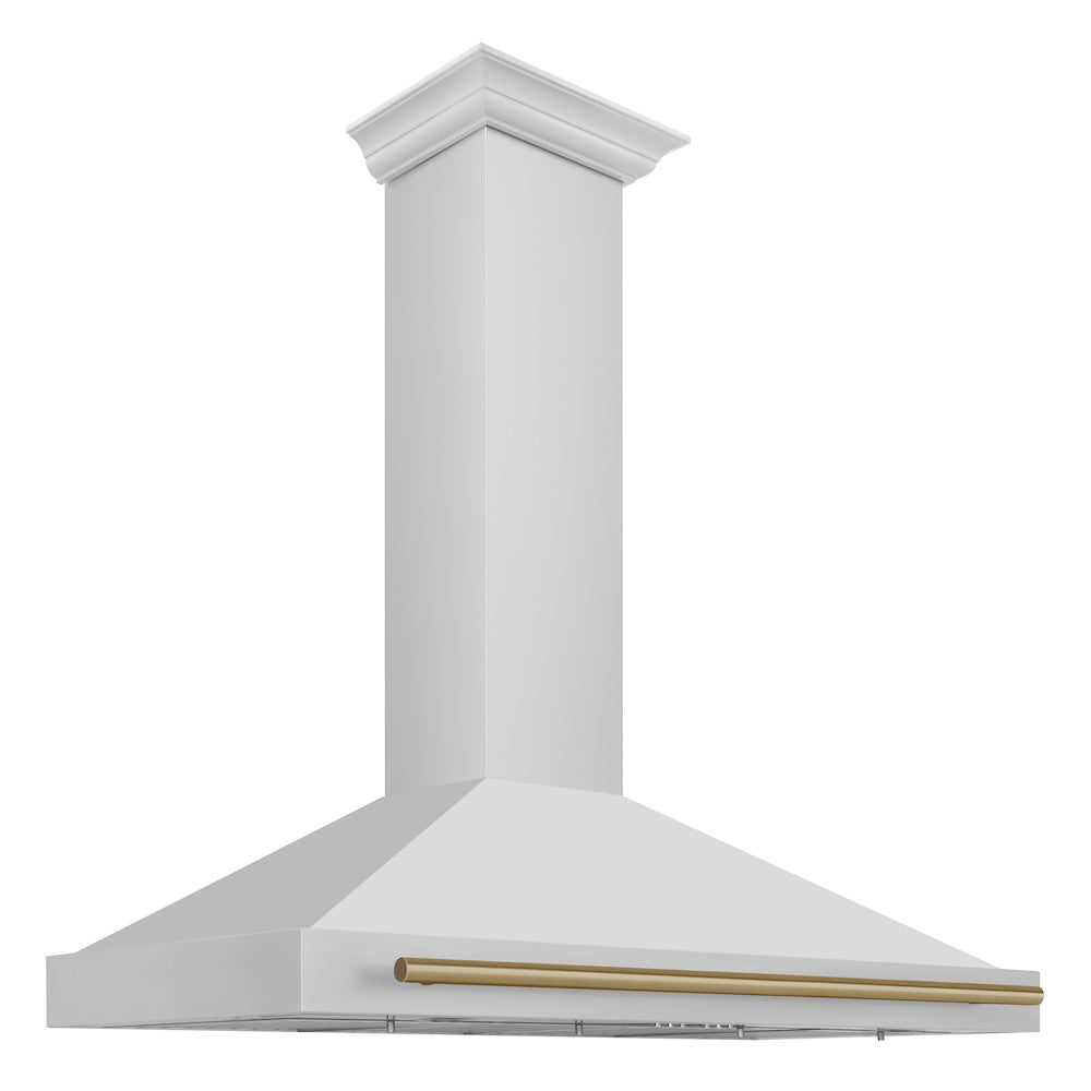 ZLINE Autograph Edition 48-inch range hood in stainless steel and champagne bronze accents KB4STZ-48-CB
